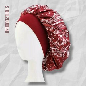 Paisley Women Satin Night Sleep Cap Hair Bonnet Hat Head Cover Wide Elastic Band